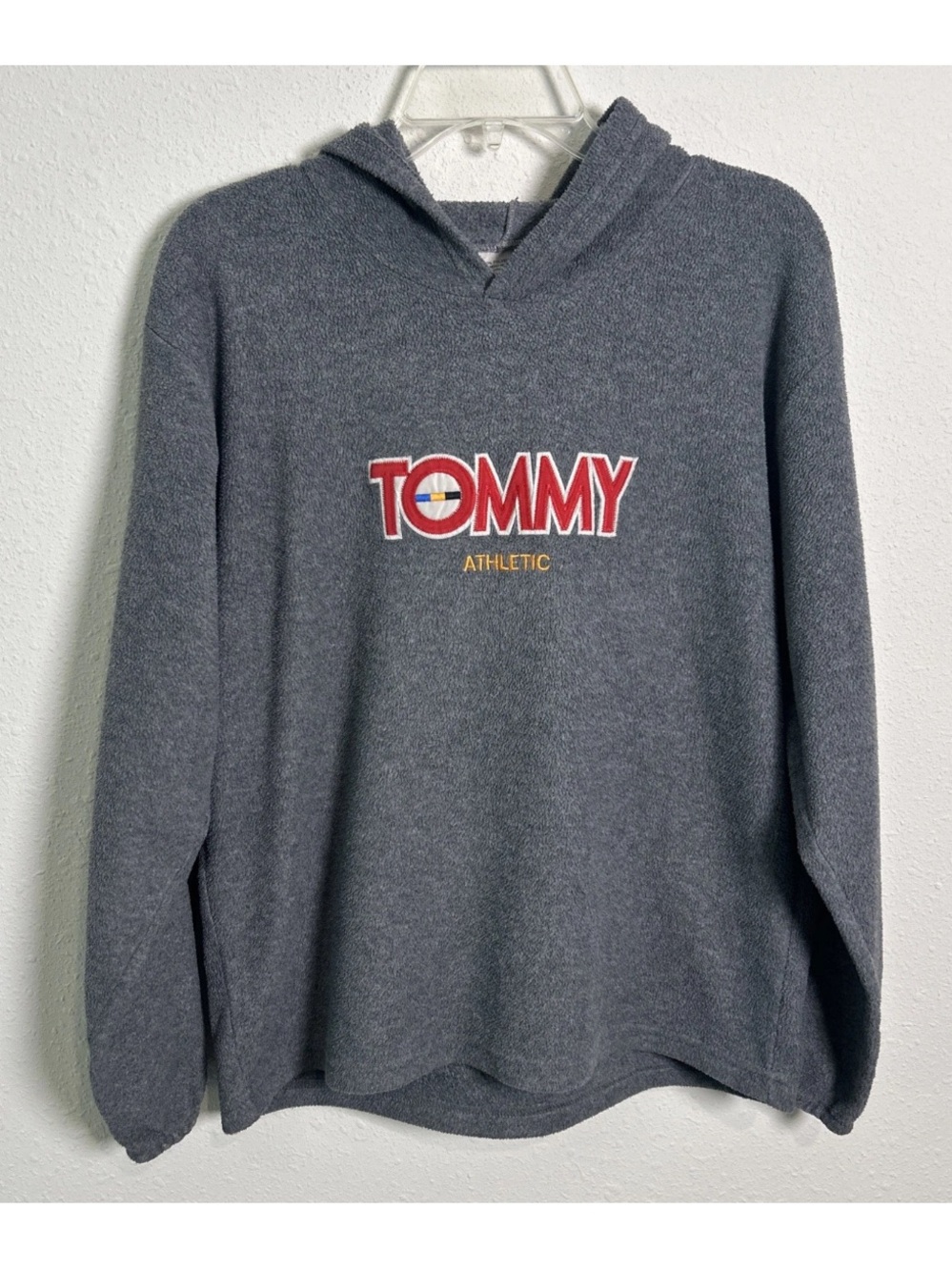 Vintage 90’s Tommy Athletic Hoodie Fleece Sweatshirt Adult Sm Gray Made In USA